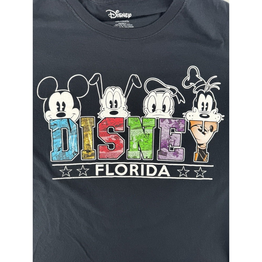 Disney Florida Mickey and Friends Graphic T-Shirt Cotton Black Size Large - Picture 3 of 8